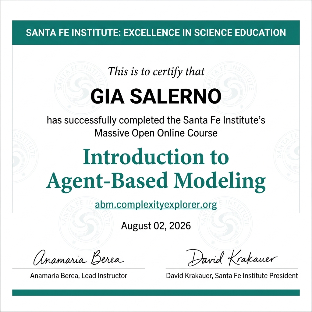 Santa Fe Institute Agent-Based Modeling Certificate