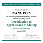 Congratulations to Keith Warren and Gia Barboza-Salerno for Completing the Agent-Based Modeling Certificate