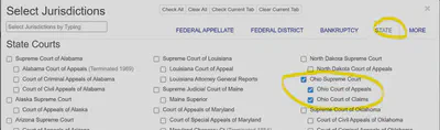 Subsetting the search results to Ohio courts